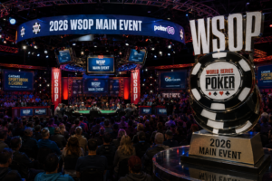 2026 WSOP Main Event arena and trophy