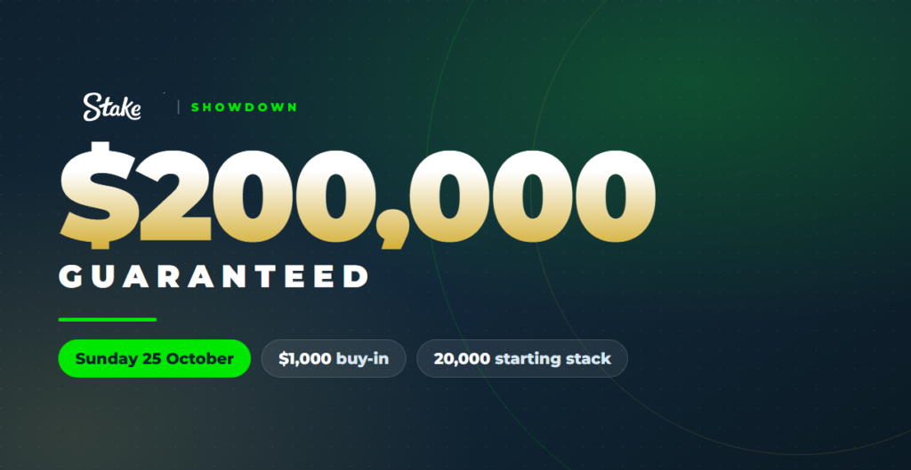 Stake Showdown $200,000 guaranteed, Sunday 25 October 2026